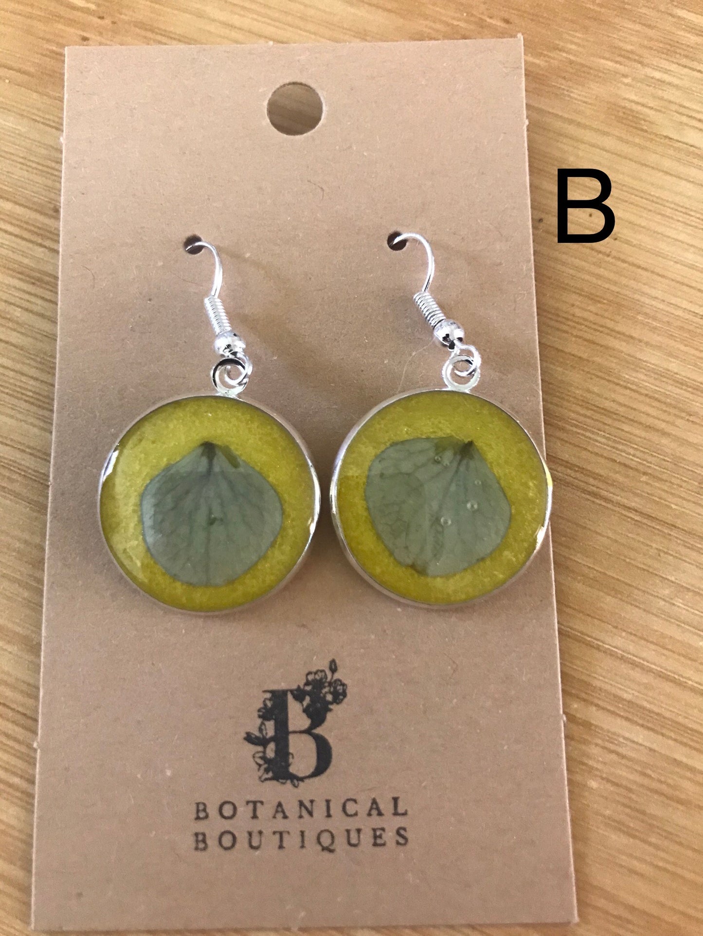 Coloured background dangling earrings