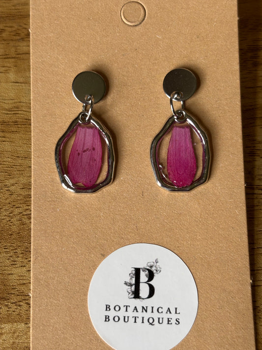 Pink Zinnia petal earrings