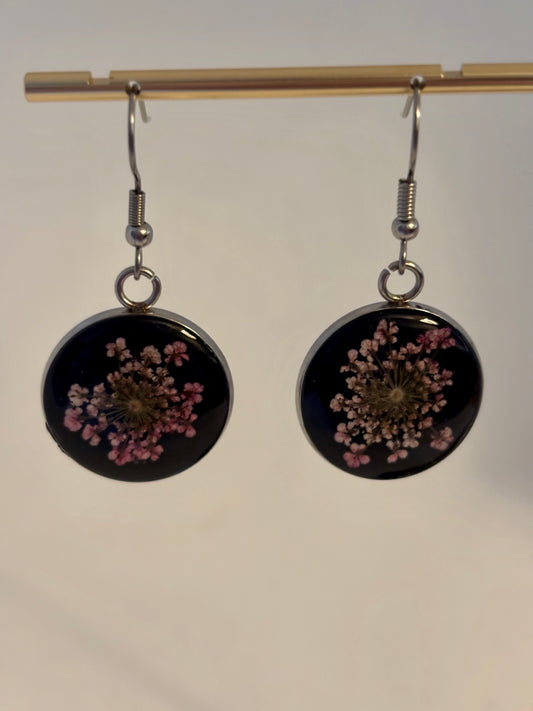 Pink/purple Queen Anne’s Lace earrings
